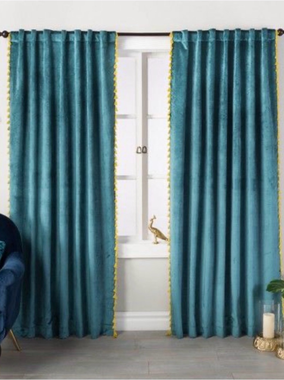 Opalhouse Teal Curtains with Gold Trim
